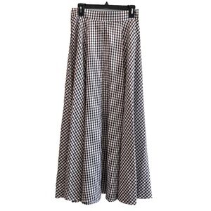 Women's Retro Plaid Black/White Long Maxi Skirt W/Side Pockets Size M